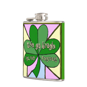 IRLAND FOREVER /ERIN GO BRAGH with SHAMROCK FLASK Fickplunta