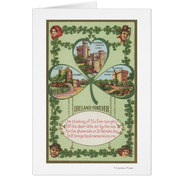 Irland Forever - Kork och Killarney Castles Hälsningskort (Framsidan)