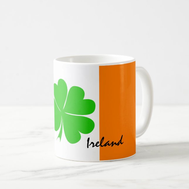 Irland & fyrklöver, Irish flagga /sport fläkt Kaffemugg (Framsida höger)