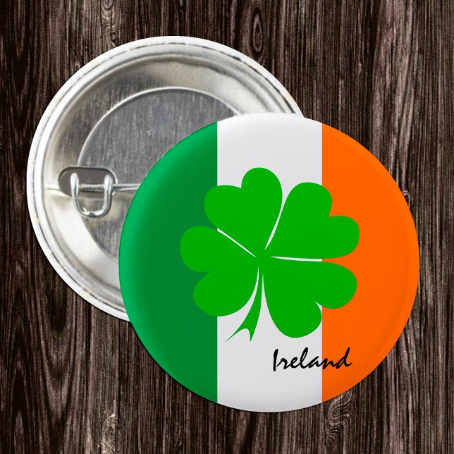 Irland & fyrklöver, Irish flagga /sport fläkt Knapp (Skapare uppladdad)