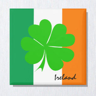 Irland & fyrklöver, Irish flagga /sport fläkt Magnet