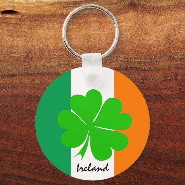 Irland & fyrklöver, Irish flagga /sport fläkt Nyckelring (Framsida)