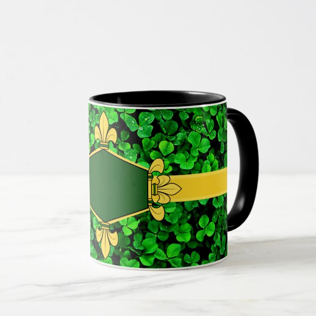 Irland gröna shamrocks, lägg till monogram/bokstäv mugg (Framsida höger)