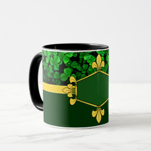 Irland gröna shamrocks, lägg till monogram/initial mugg