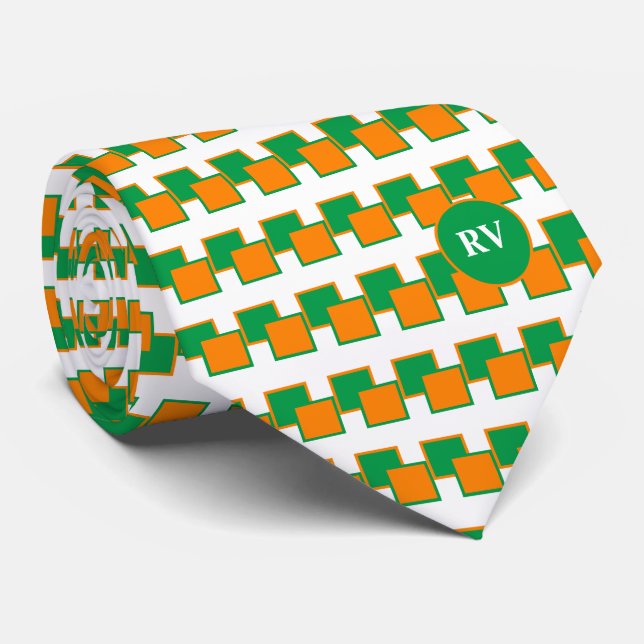 Irland Grönt White Orange Mönster Monogrammed Slips (Rullad)