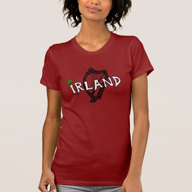 Irland Harfe Girlie T Shirt (Framsida)