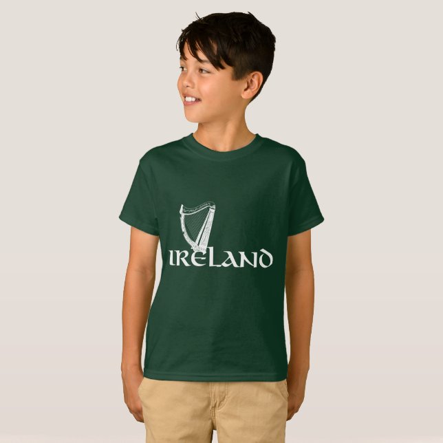 Irland harpadesign, irländsk harpa tee shirt (Hel framsida)