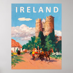 Irland, husvagnen passerar på byvägen poster