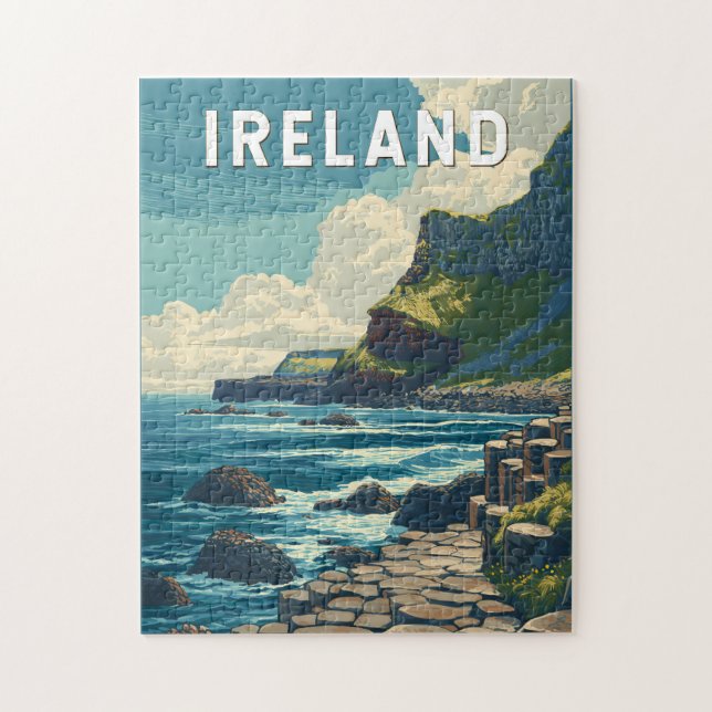 Irland Illustration Resa Konst Vintage Pussel (Vertikal)