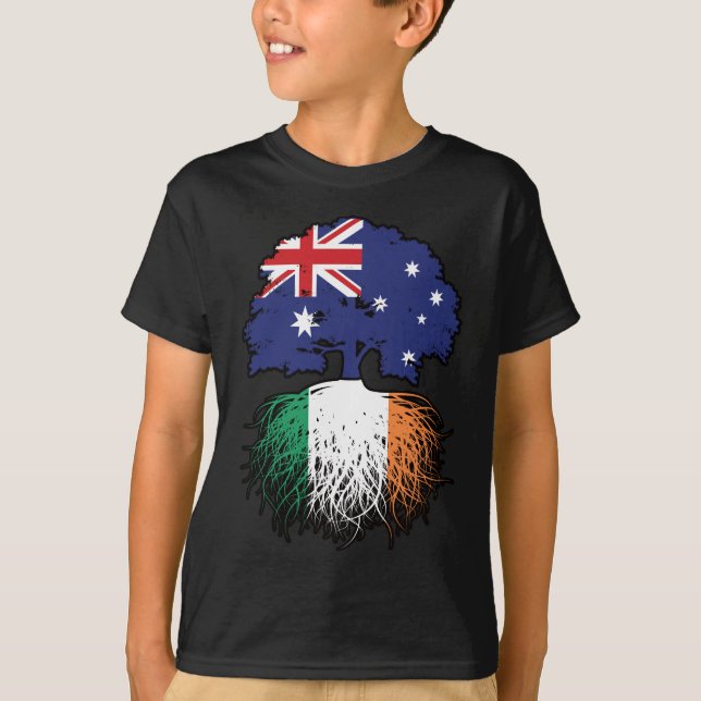 Irland Irish Australian Australia Träd Roots Flagg T Shirt (Framsida)