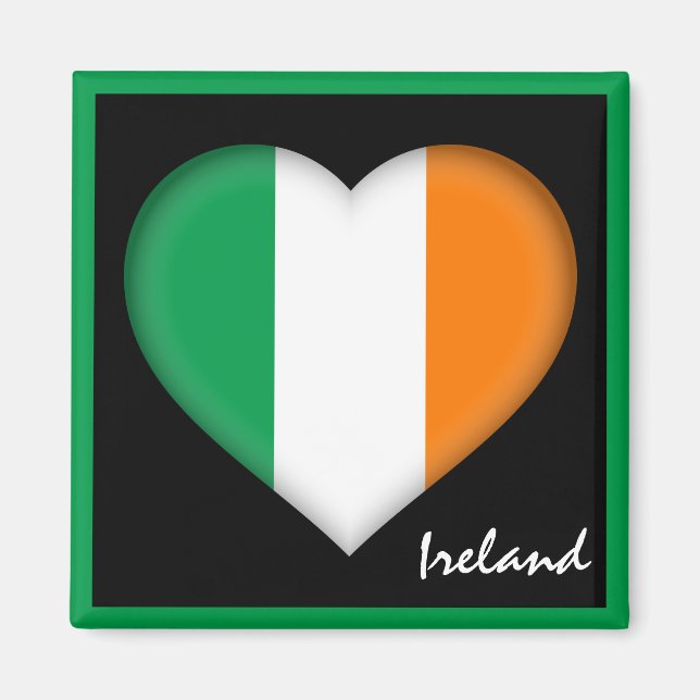 Irland & Irish Heart, Irish flagga /sport Magnet (Framsidan)