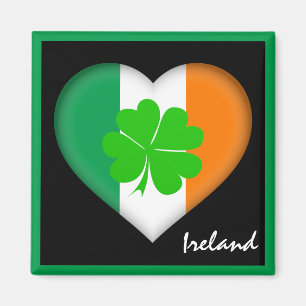 Irland & Irish Heart, Shamrock Irish flagga/Sport Magnet
