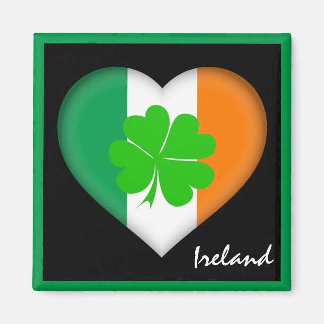 Irland & Irish Heart, Shamrock Irish flagga /sport Magnet (Framsidan)