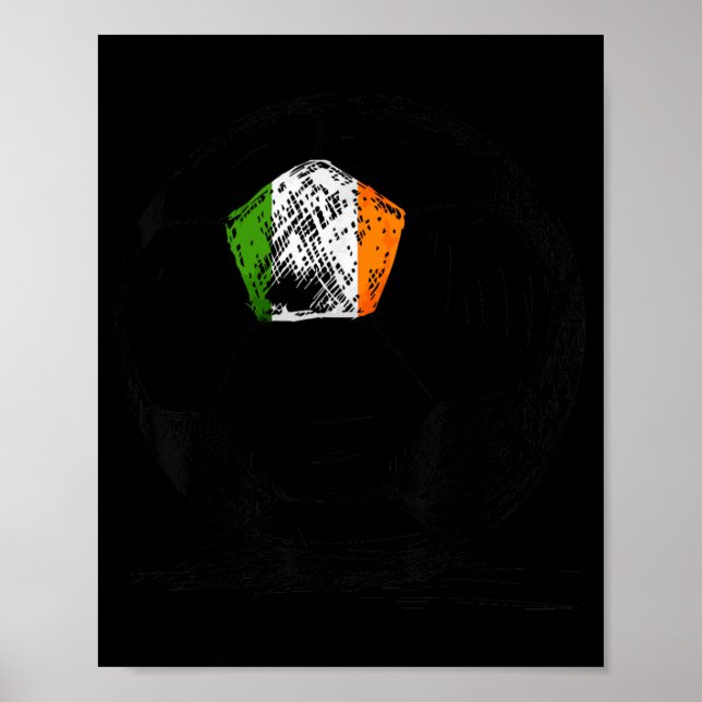 Irland Irlands Eire Flagga Design på Fotboll Poster (Framsidan)