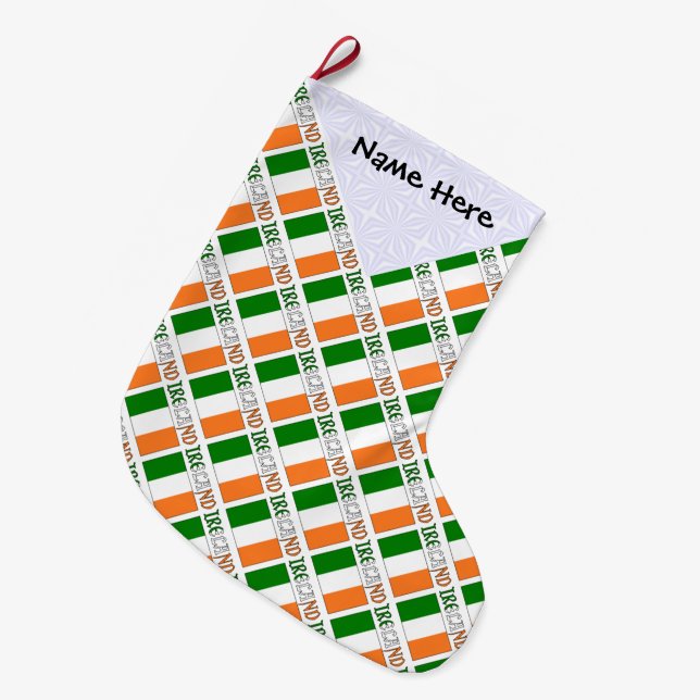 Irland Irländsk flagga Rutig Personlig Stor Julstrumpa (Framsidan (Hängande))