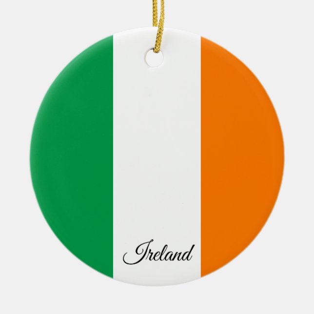 Irland julgransprydnad, irländsk flagga julgransprydnad keramik (Framsidan)