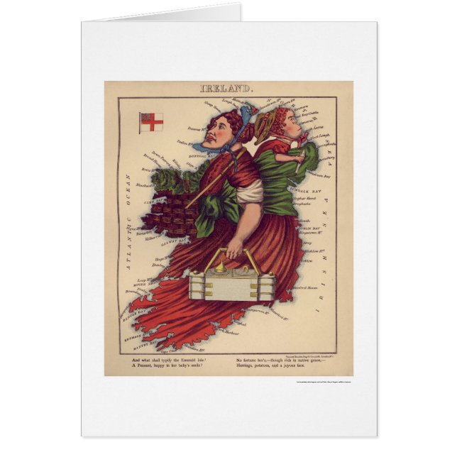 Irland karikatyrkarta 1868 hälsningskort (Framsidan)