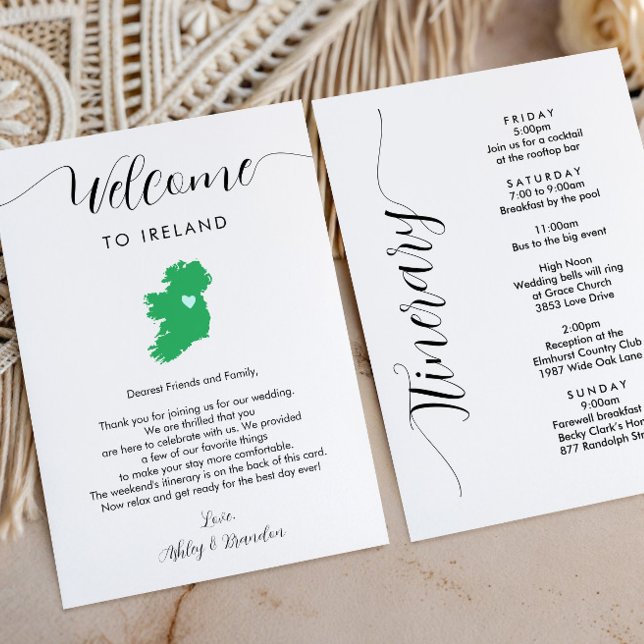 Irland Karta Bröllop Välkomstbrev Resplan (Skapare uppladdad)