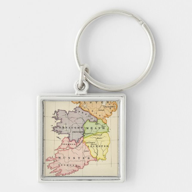 Irland karta fyrkantig silverfärgad nyckelring (Framsidan)