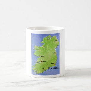 Irland karta - inklusive irländska städer kaffemugg