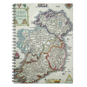 Irland Karta - Irish Eire Erin Historic Karta Anteckningsbok Med Spiral