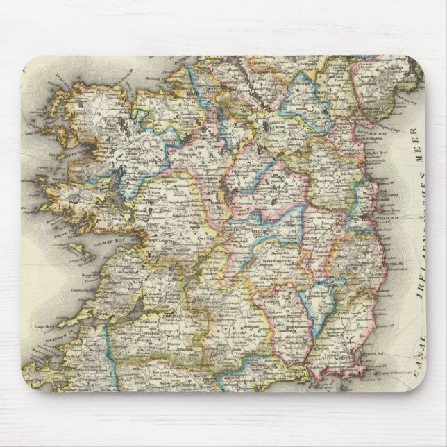 Irland Karta - Irish Eire Erin Historic Karta Musmatta (Framsidan)