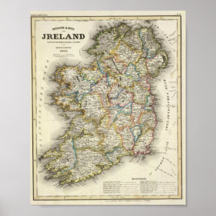 Irland Karta - Irish Eire Erin Historic Karta Poster