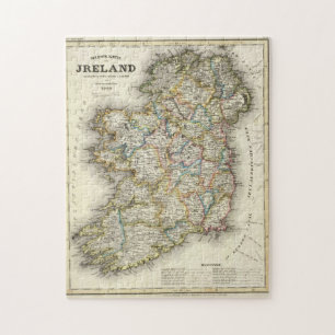 Irland Karta - Irish Eire Erin Historic Karta Pussel
