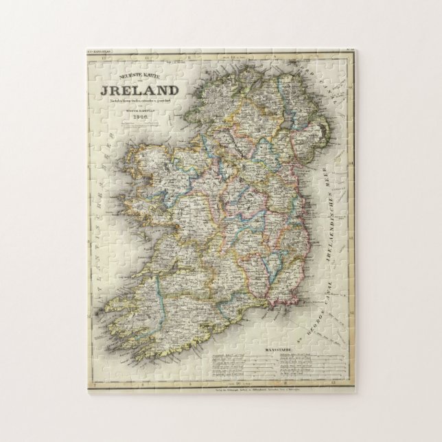 Irland Karta - Irish Eire Erin Historic Karta Pussel (Vertikal)