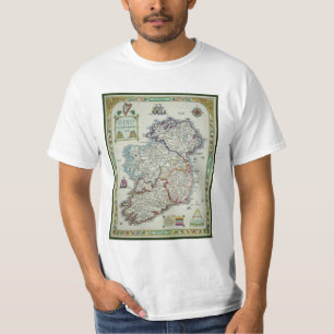 Irland karta - irländsk Eire Erin historisk karta Tee Shirt