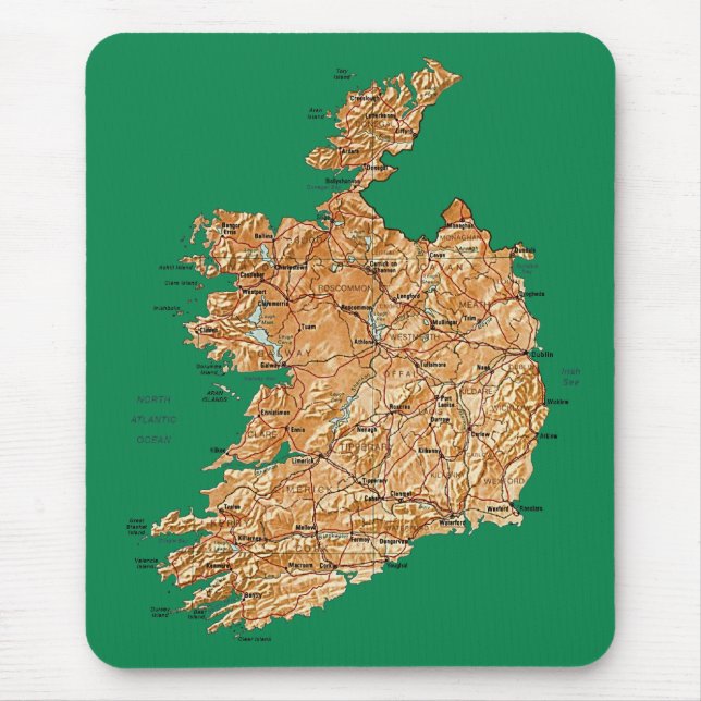 Irland karta Mousepad Musmatta (Framsidan)