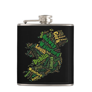 Irland Karta Ord Art-kolv Fickplunta