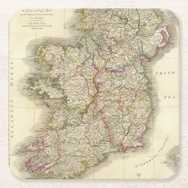 Irland karta underlägg papper kvadrat (Framsidan)