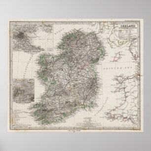 Irland karta vid Stieler Poster