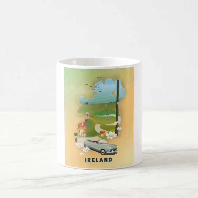 Irland karta vintage reseposter kaffemugg (Center)