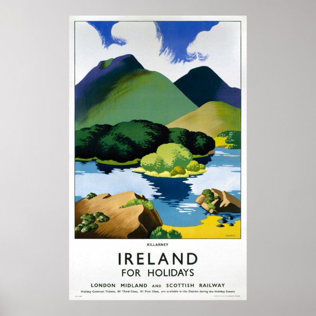 Irland Killarney Vintage resor Poster återställd (Framsidan)