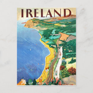 Irland, kustlinje, vintage reseposter vykort