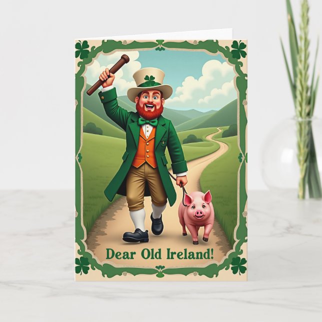 Irland Leprechaun Firande Kort (Framsida)