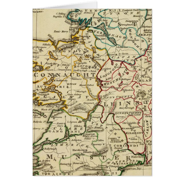 Irland med gränser hälsningskort (Framsidan)