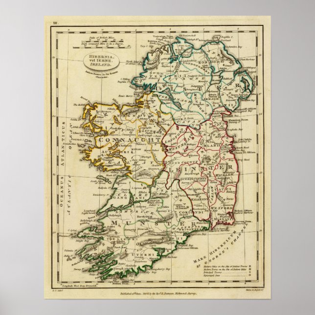 Irland med gränser poster (Framsidan)