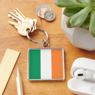 Irland National Flagga, Irish standard, Banner Fyrkantig Silverfärgad Nyckelring
