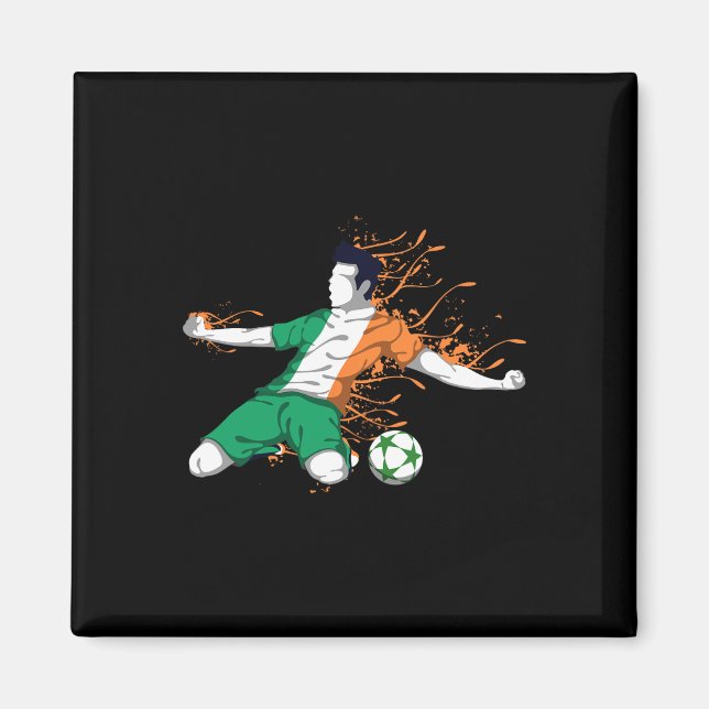 Irland National Fotboll - Irländsk Flagga Fotbolls Magnet (Framsidan)