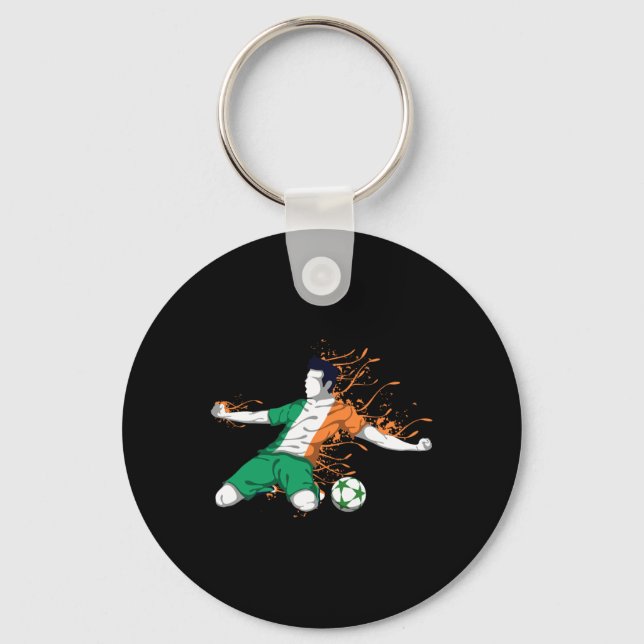 Irland National Fotboll - Irländsk Flagga Fotbolls Nyckelring (Framsida)