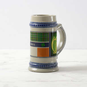 Irland National tartan/flagga Harp/shamrocks w/nam Sejdel