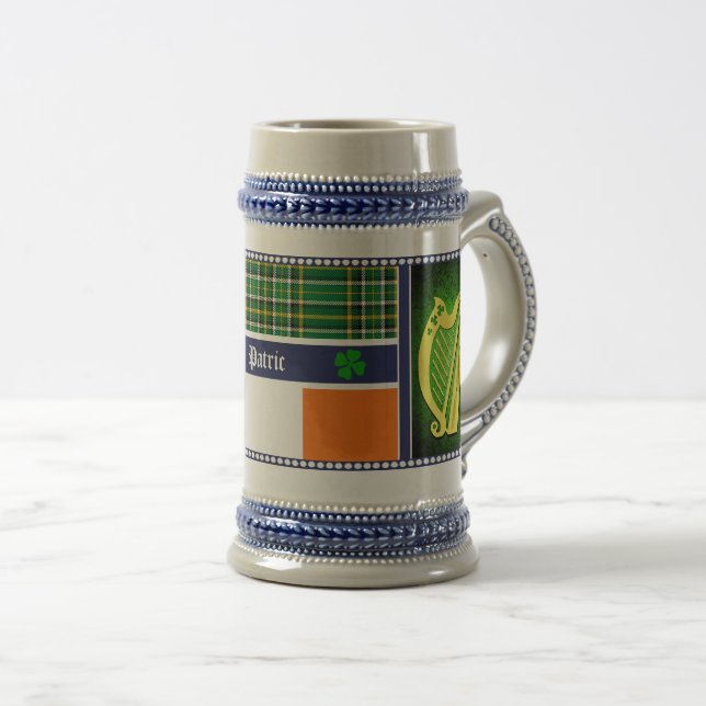 Irland National tartan/flagga Harp/shamrocks w/nam Sejdel (Framsida höger)
