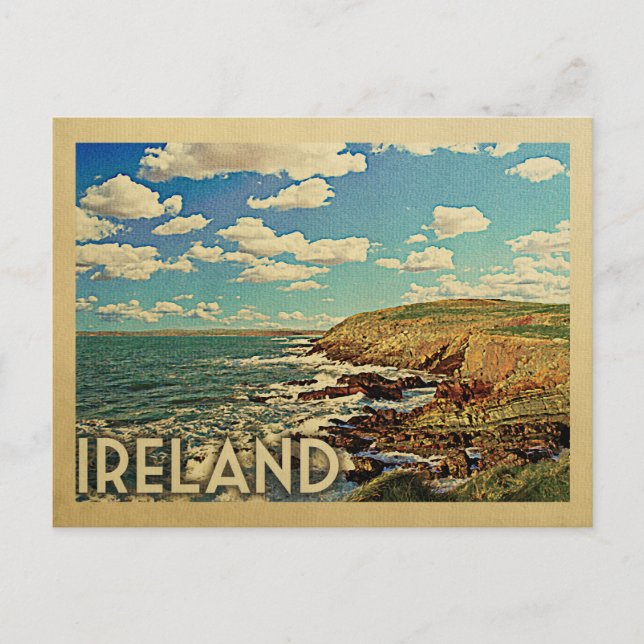 Irland Ocean Cliffs Vintage resor Vykort (Framsida)