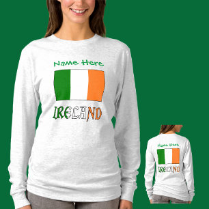 Irland och irländsk flagga med grön personaliserin t shirt