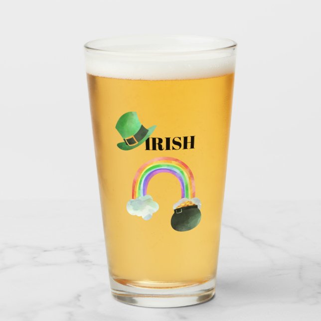 ** IRLAND Patriot Rainbow Pot of Guld Beer Glaskopp (Framsida fylld)