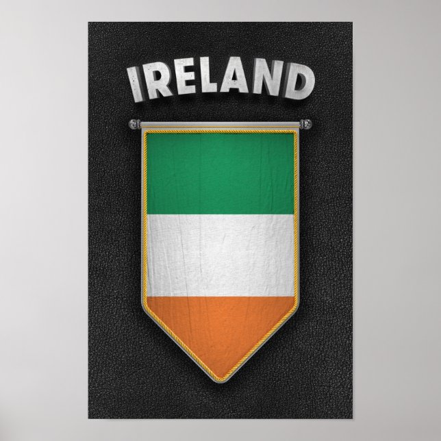 Irland Pennant med läderutseende av hög kvalitet Poster (Framsidan)