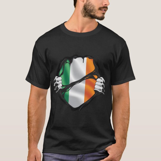 Irland Pure Roots Flagga Black T Shirt (Framsida)